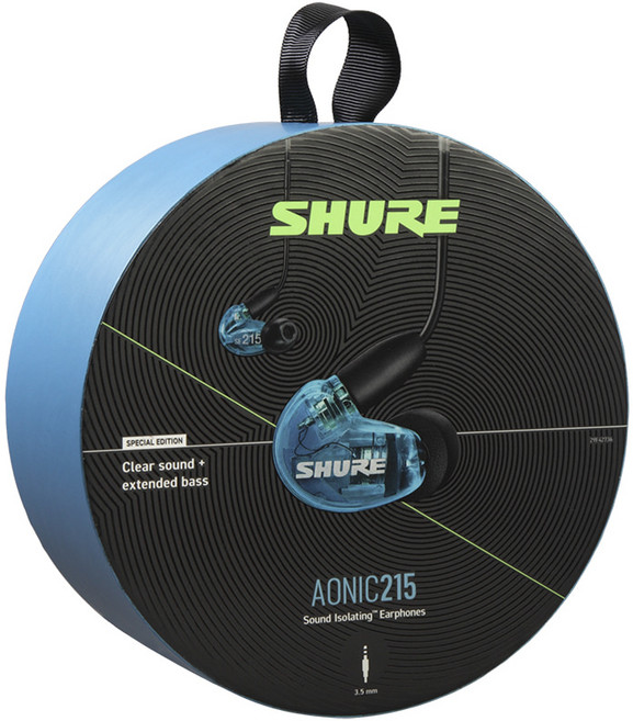 [SHURE] 슈어 AONIC215SPE-UNI 인이어 이어폰 / 신제품 출시기념 2만원 상당 통화가능 MMCX 커스텀 케이블 사은품 증정!, 블루