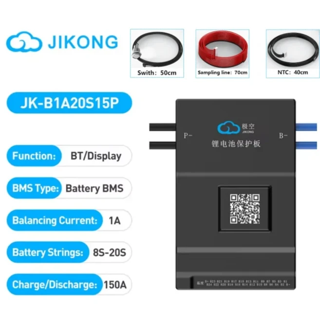 JIKONG Jk Bms B2A24S20P 2A 액티브 밸런스 8S 10S 스마트 100A Lifepo4 리튬이온 Lto 배터리 BMS, 03 JK-B1A20S15P