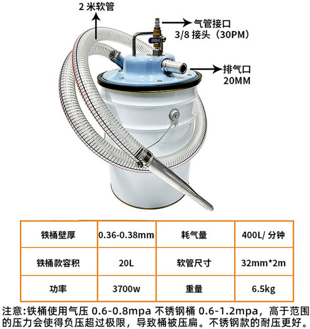 氣動真空吸塵器 工業用 幹濕兩用 防爆 吸塵器, 真空吸塵器（V-500無脚架）, 真空吸塵器（V-500無脚架）