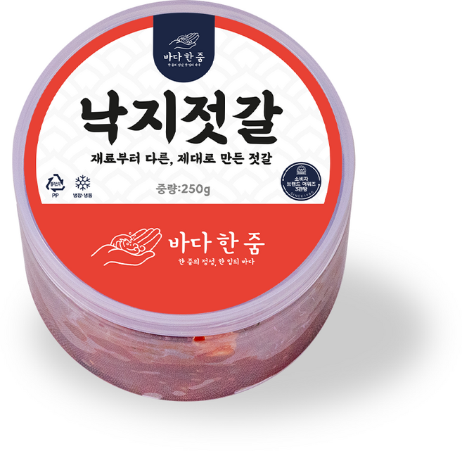 바다한줌 최상급 낙지젓갈 오동통 저염 국내제조, 1개, 250g