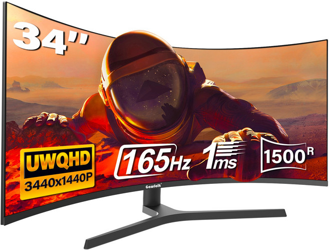 34인치 울트라 와이드 커브드 게이밍 모니터 1500R 4k UWQHD 165Hz 120Hz 할인중, 88cm, 3440*1440 165Hz 높이 조절 가능