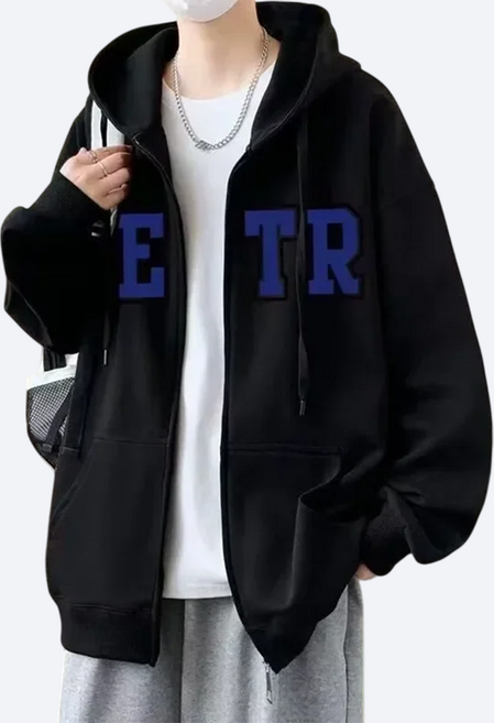 에브리핏 후드 집업 두툼한 오버핏 레터링 패치 점퍼 루즈핏 상의 트레이닝 운동복