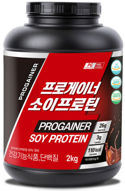 프로게이너 소이프로틴 식물성단백질 초코맛 분리대두단백질 프로틴쉐이크 식약처등록 건강기능식품, 1개, 2kg