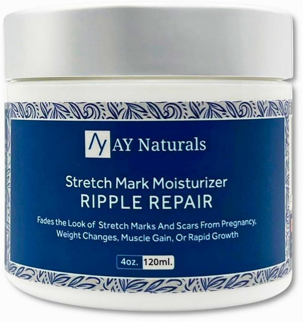 AY Naturals Ripple Repair: 튼살 및 흉터 크림 | 임신 체중 변화 근육 성장으로 인한 튼살과 감소 113.4g(4온스), 1개