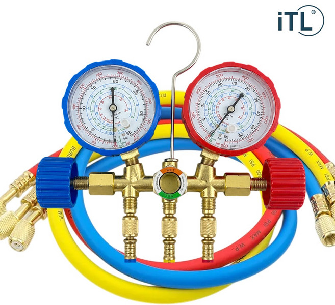 6위 - ITL 냉매게이지 매니폴드게이지 에어컨 압력호스 R410A 가스 충전 R22-4000, 1개