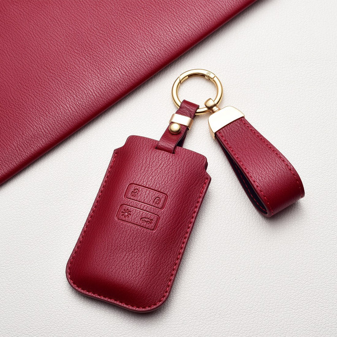 르노삼성 키케이스 QM6 SM6 XM3 아르카나 전용 1:1 호환 가죽 스웨이드 프리미엄 키홀더 방탄 고급감, 르노 Ab 타입, 진홍색