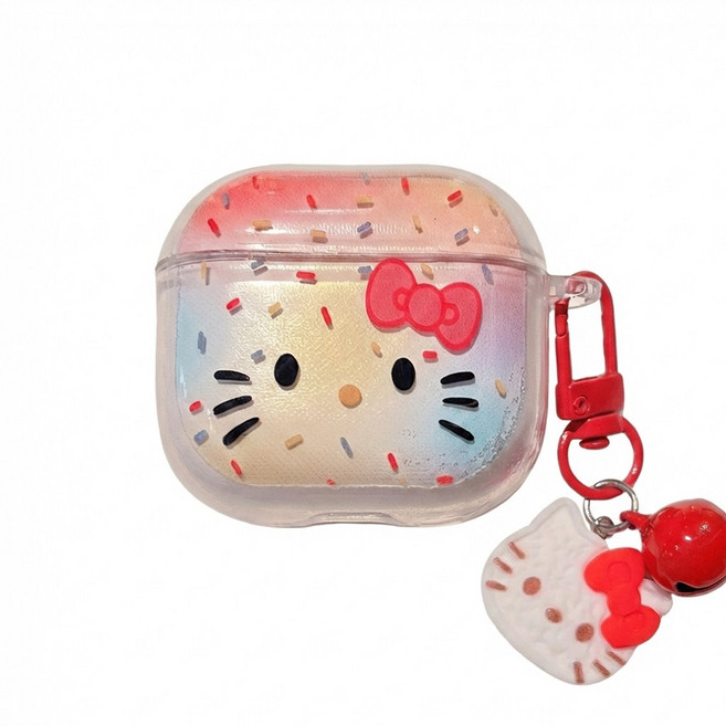 에이오알비 키티 체크 에어팟 케이스, 1개, 에어팟4, 레인보우