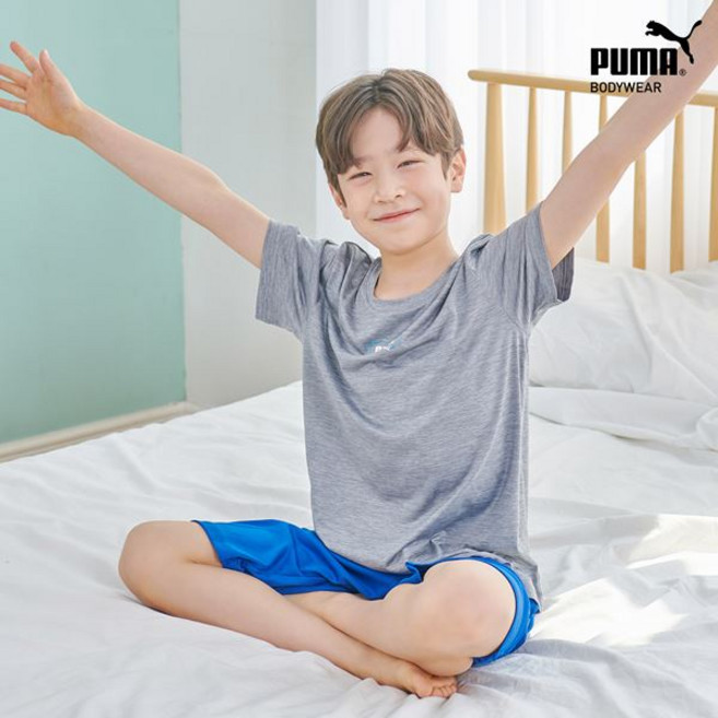 이월 [푸마] 남아 주니어 멀티 홈웨어 11차 상하의 2종 멜란지그레이+블루