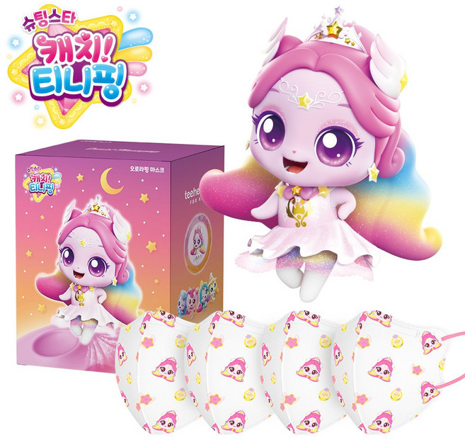 티히히 캐치티니핑 오로라핑 캐릭터 마스크 아동용 소형M, 25매, 1개