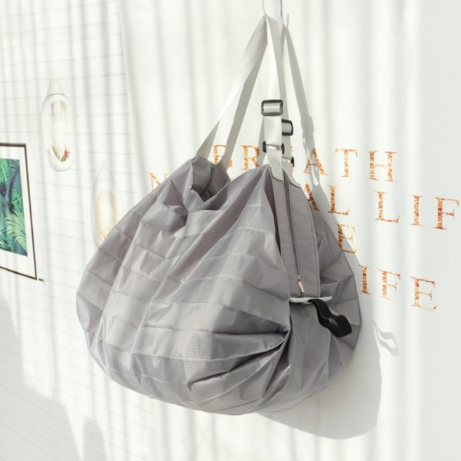 영스타 한번에 착 접히는 접이식 숄더백 여행 출장 캠핑 운동 장바구니 3초백, 그레이, 1개