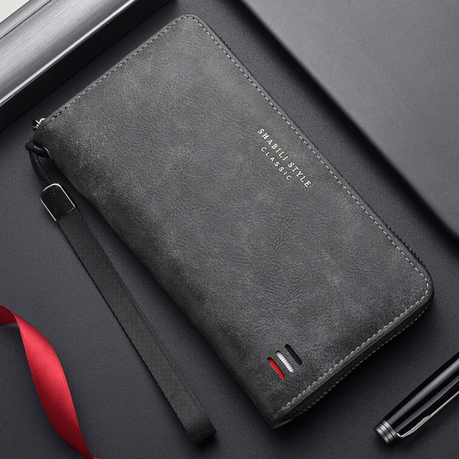 도아름{SHABILI}남성용 가죽 장지갑 대용량 카드 수납 클러치백 손목 스트랩281