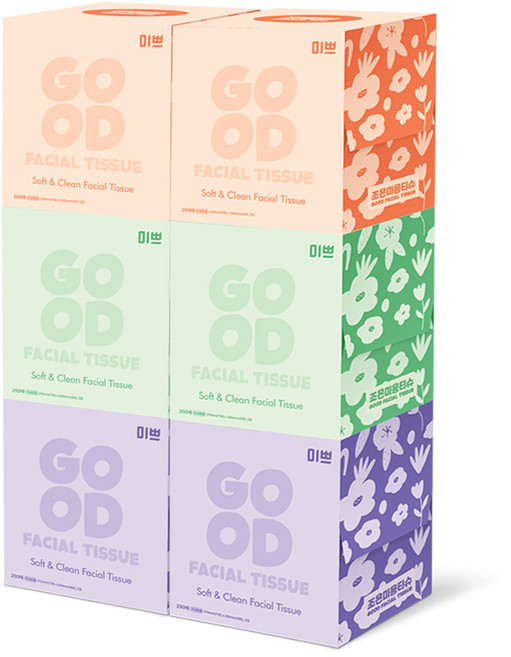 미쁘 조은미용티슈 250매 6팩 미니각티슈, 6개, 250매입