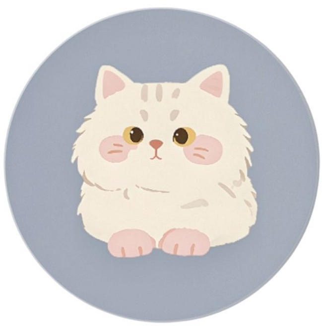 貓咪陶瓷杯墊 10.3cm, 白雲絨絨貓, 1個