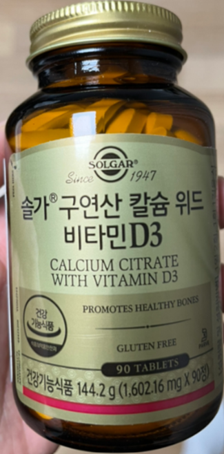 솔가 구연산 칼슘 위드 비타민 D3 144.2g, 90정, 1개