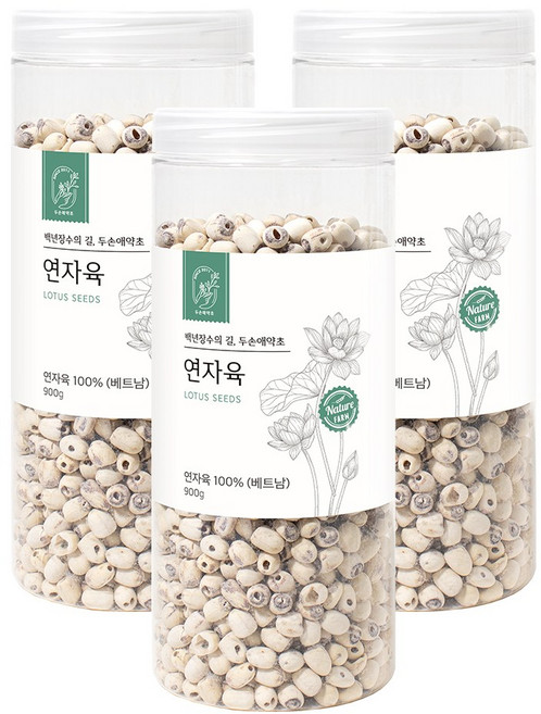 두손애약초 연자육 껍질깐 연꽃씨, 900g, 3개