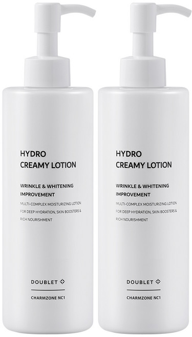 참존nc1 더블렛 크리미 로션 / 크림과 로션이 하나로 / 주름개선 미백 / 적당한 유분감 수분로션 / 보습+영양+탄력 / 판테놀 프로폴리스 발효 세라마이드/ ewg그린, 2개, 300g