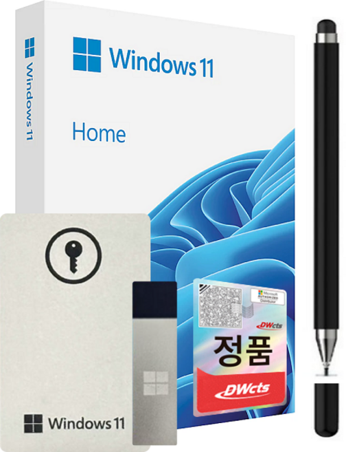 [한국MS정품인증점] 윈도우 11 Windows Home FPP 처음사용자용 USB 영구 버전 제품키 + 초미세 터치펜, HAJ-00095