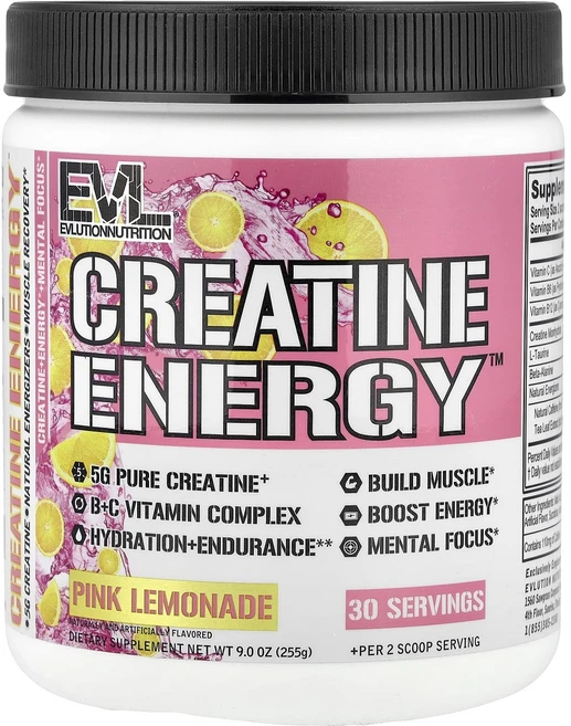 매우편하고 EVLution Nutrition Creatine Energy™ 핑크 레모네이드 225g(9oz) 끝내주게잘나가는상품, EVLutionNutritionCreatineEnerg, 225g, 1개 - 쿠팡