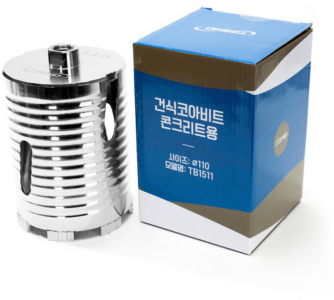 테스모 건식코아날 코어드릴비트 크롬도금 +2cm 110파이 TB1511N, 2개
