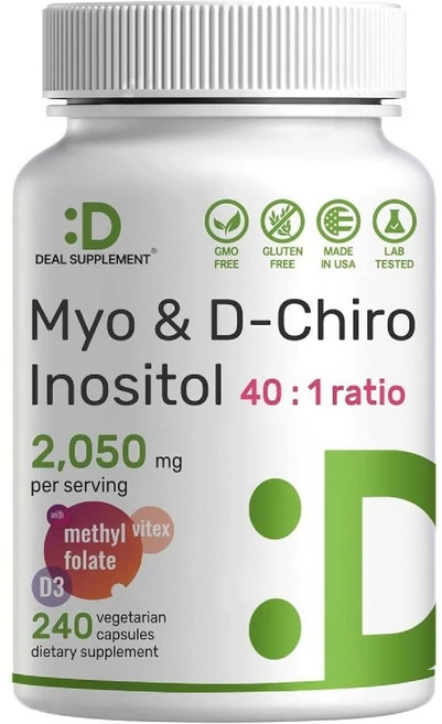 DEAL SUPPLEMENT 미오-이노시톨 D-카이로 이노시톨 보충제 2050mg 240베지캡슐, 딜서플리먼트 미오 D 카이로 이노시톨 2050mg 캡슐, 1개, 240정 - 쿠팡
