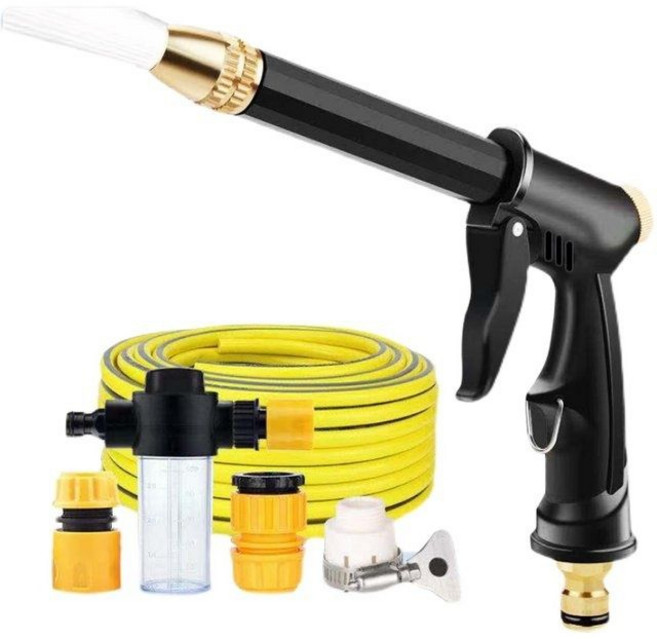 가남 초강력 고압 분사기 세차 화장실 베란 세정 호스 세트, 블랙, 20m