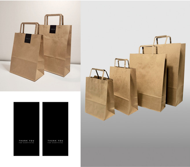 유니플러스 크라프트 친환경 종이 쇼핑백50매 + 감사스티커50장, 1세트, Kraft