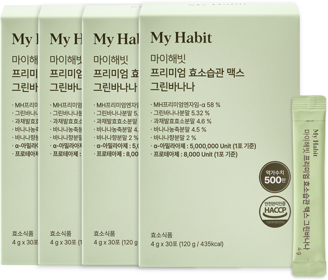 마이해빗 프리미엄 효소습관 맥스 그린바나나, 4개, 120g