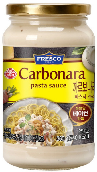 오뚜기 프레스코 까르보나라 스파게티소스, 360g, 12개