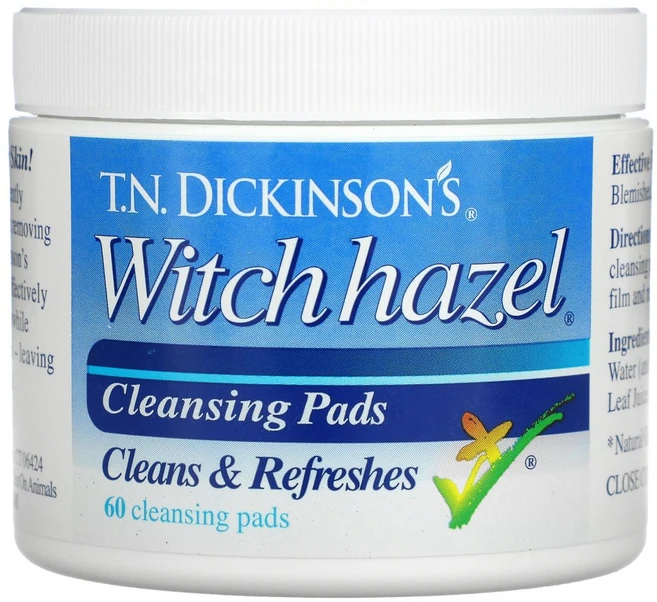 Dickinson Brands 티엔. 디킨슨 위치 헤이즐 클렌징 패드 패드 60개입 지름 5.41cm 3팩, 1개 - 쿠팡