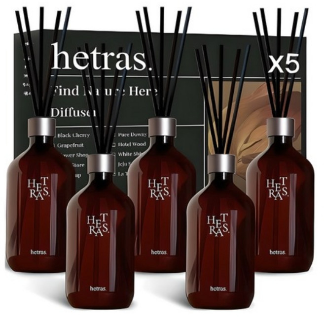 韓國Hetras飯店療癒極致擴香森林旅人禮盒 Green Set 500ml x 5, 1組, Pure Laundry/Hotel Wood/White Shirt/La Tulip Shower/Jeju Saryeoni Forest