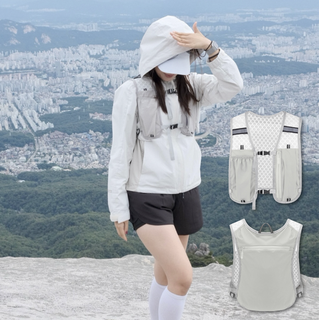 누바르 완벽밀착 초경량 트레일 러닝 조끼 아웃도어 등산 가방 백팩, 라이트그레이, 1개