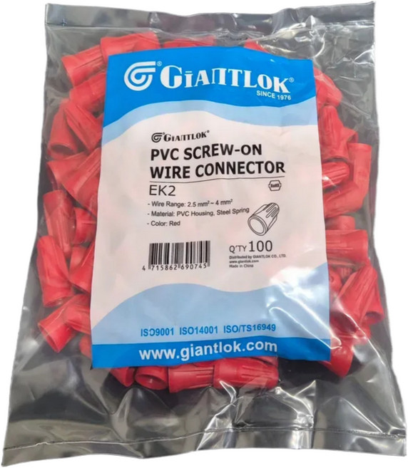 다올ETS PVC 스크류 와이어 커넥터 EK2 빨강색, 100개