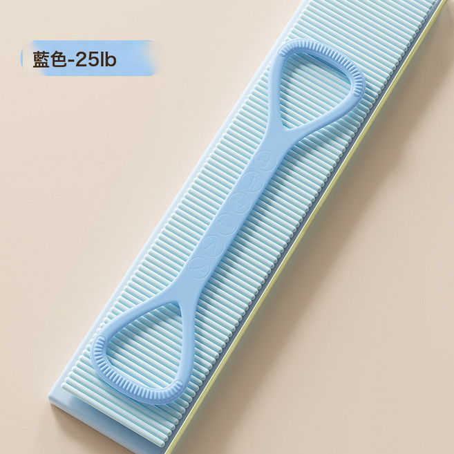 DIU 拉力器硅膠高彈不斷加厚開背健身瑜伽八字拉力繩拉力帶, 1個, 一字豎紋-藍色-25LB
