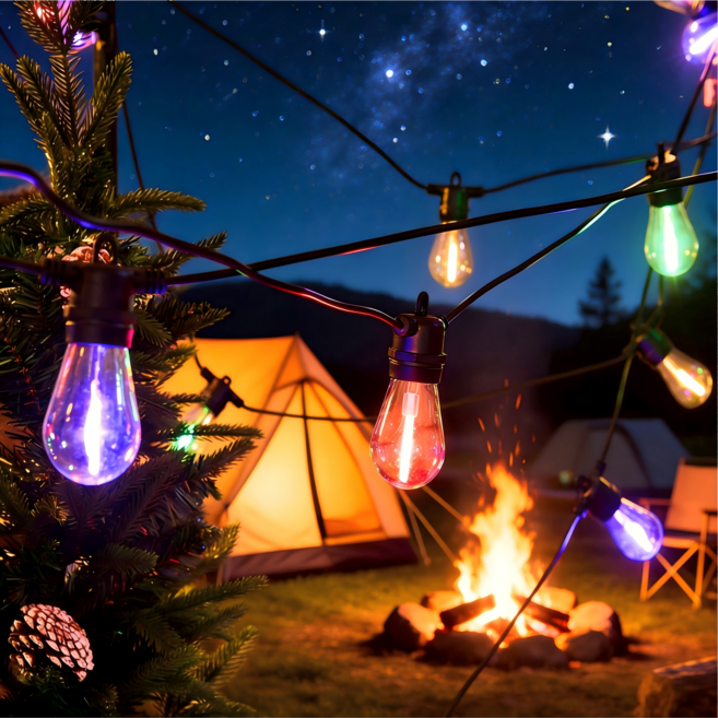 오징어등 LED줄조명 10M20구 파티라이트 야외파티등 전등선 캠핑장전구 큰 앵두등 루프탑 램프 스트링전선 카페 줄전등 테라스 주차장 야외등 방수 행사장 줄전구 알전구, 칼라 별똥별, 1개