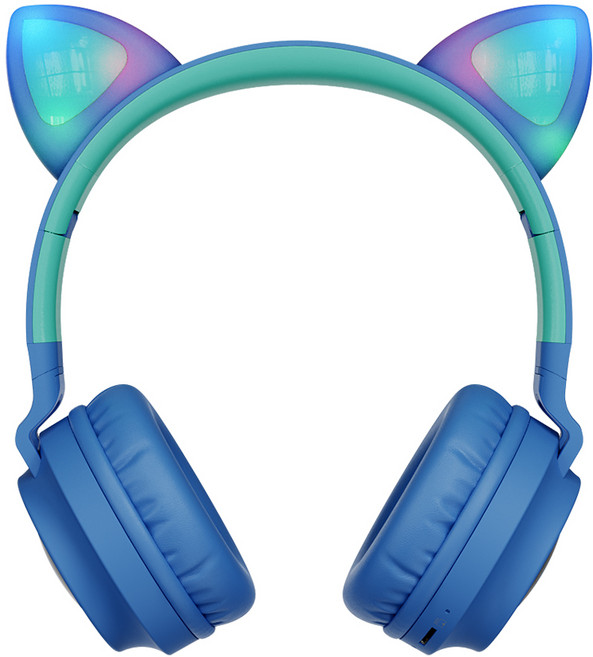 디알고 LED 블루투스 유아 무선 헤드폰, Blue, BH028K 고양이귀