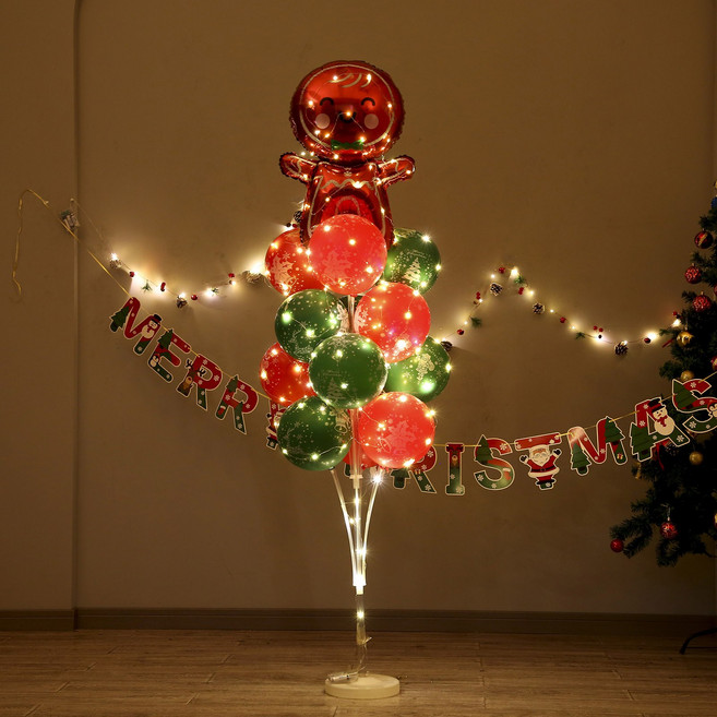 [피앤비유니티]크리스마스 산타 루돌프 눈사람 지팡이 LED라이트풍선기둥 13두, 23)기타 시리즈-LED 레드쿠키 풍선기둥