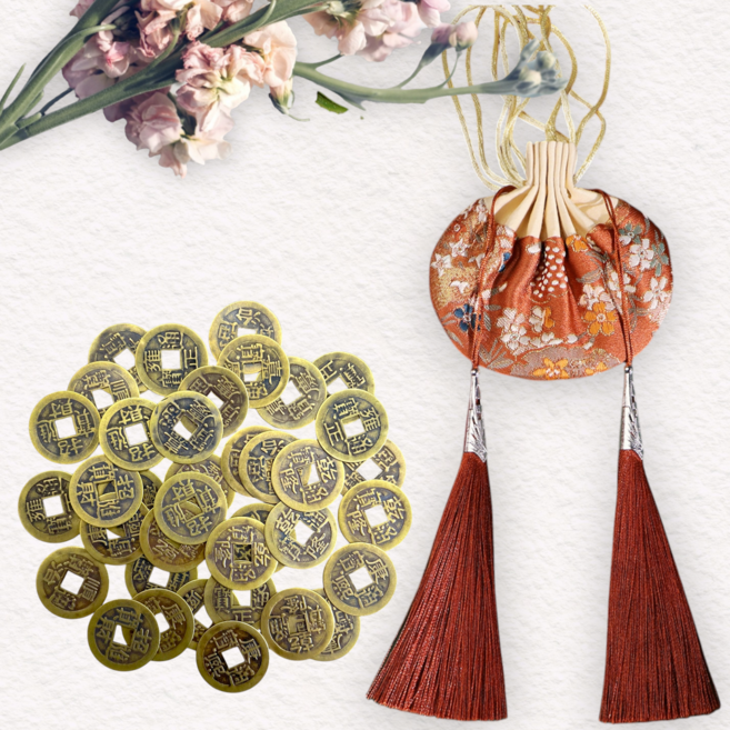 애니윙 소원성취 금전운 전통 복주머니, 브라운