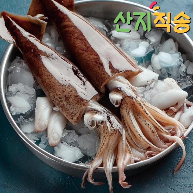 [산지직송]손질 필요없는 자연산 통오징어 2미 통찜오징어, 1개, 320g 내외
