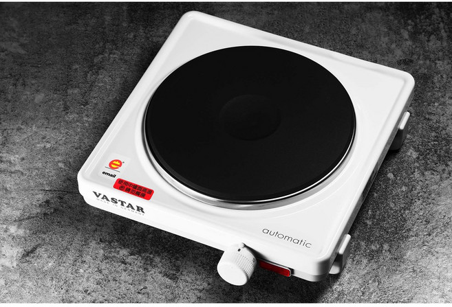 VASTAR 德國原裝 RM9N 碳鋼爐面電爐 不挑鍋, 白色,120V