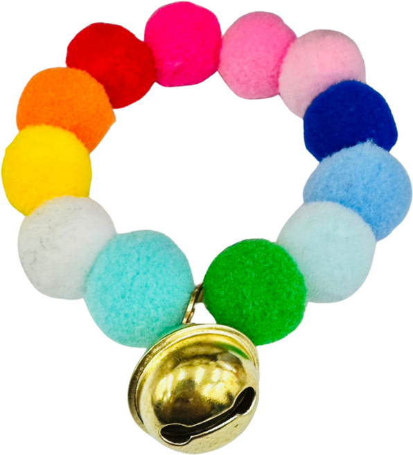 彩色毛球貓咪項圈, 彩虹色系, 1個