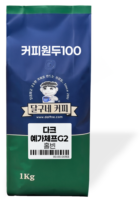 달구네커피 예가체프 다크 시다모G2 배전도 에티오피아 커피향 가득한 달콤쌉쌀 원두커피, 홀빈(분쇄안함), 1kg, 1개