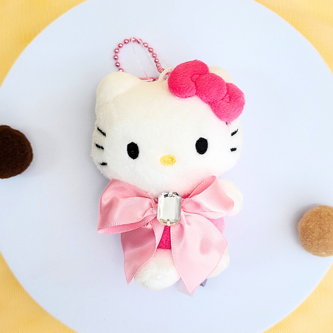 BSC 산리오 빅리본 인형 키링 귀여운 자동차키링 키홀더 가방고리 책가방 백팩 인형키링, 1개, 1. 헬로키티 빅리본 키링, 8cm