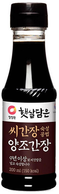 청정원 햇살담은 씨간장 숙성공법 양조간장 200ml 전통장 국요리 조림용, 1개
