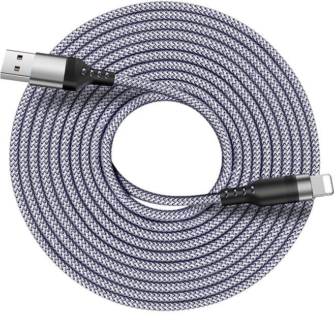 크롬 USB-A to 8핀 슈퍼 롱 케이블 충전 데이터 케이블, 1개, 그레이, 8m