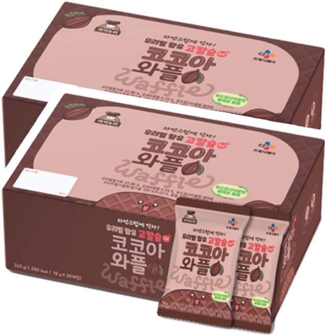 CJ 아이누리 우리밀 함유 고칼슘 코코아와플 320g x 2개