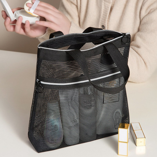 코코쥬 메쉬 다용도 목욕가방 수영가방 여행, 블랙