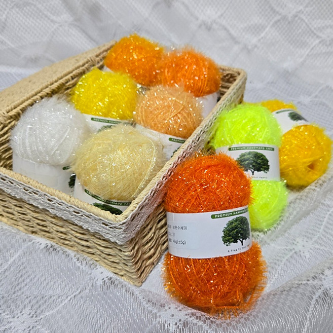 실감는삼촌 수세미실 파스텔&세트 컬러 8종 세트, 1개, 노랑 8색세트+백색1개 추가증정