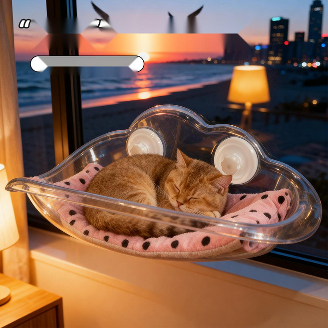 [창밖은 나의 영화관] 고양이해먹 창문형 대형견해먹, 투명 (패드 없음)