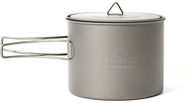 TOAKS 티타늄 냄비 캠핑 냄비 1300ml-1600ml 2-3 인용, 1300ml, 1개