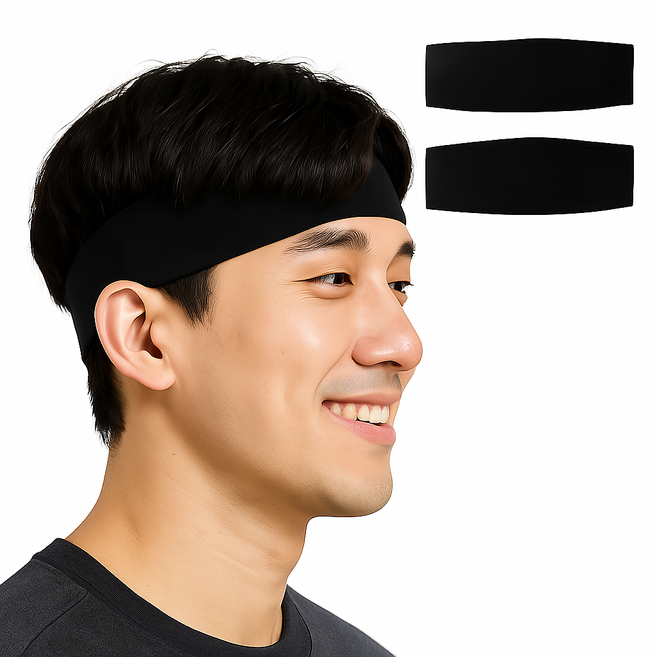 TODAH 기능성 테니스 헤어밴드 후면 벤딩, 2개, TD 블랙